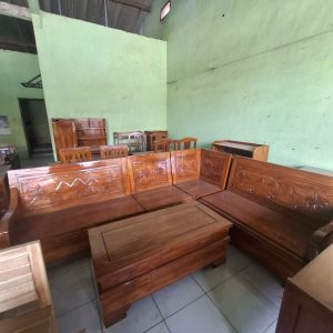 Set Kursi & Meja Ruang Tamu Kayu Jati Flat